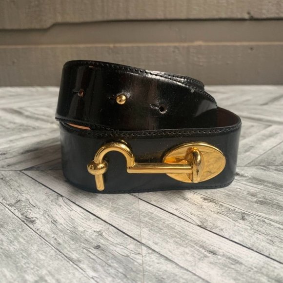 Moschino Redwall Vintage 90s Black Leather Hook Eye Latch Belt 401066 Womens 38 main image 6